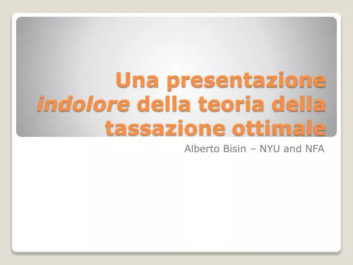 una presentazione indolore della teoria della tassazione ottimale