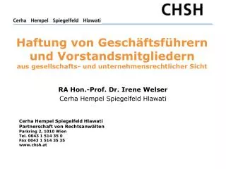 RA Hon.-Prof. Dr. Irene Welser Cerha Hempel Spiegelfeld Hlawati