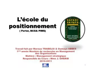 l cole du positionnement porter bcg pims