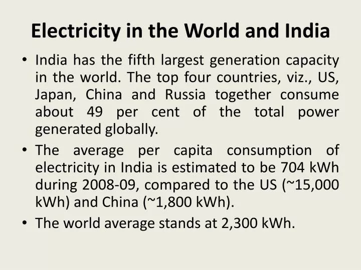 electricity in the world and india