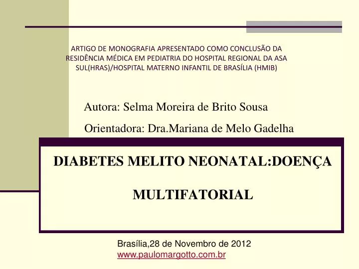 diabetes melito neonatal doen a multifatorial