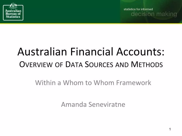 australian financial accounts overview of data sources and methods