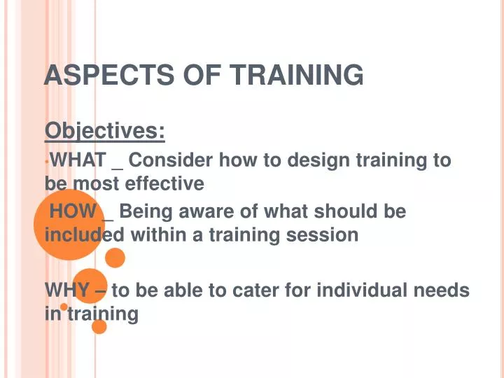 aspects of training