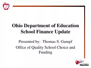 Ohio Department of Education School Finance Update