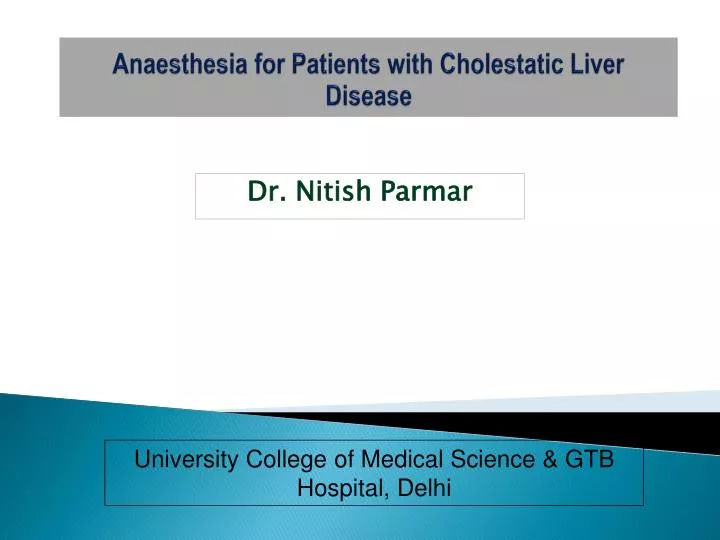 anaesthesia for patients with cholestatic liver disease