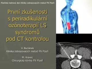 První zkušenosti s periradikulární ozónoterapií LS syndromů pod CT kontrolou