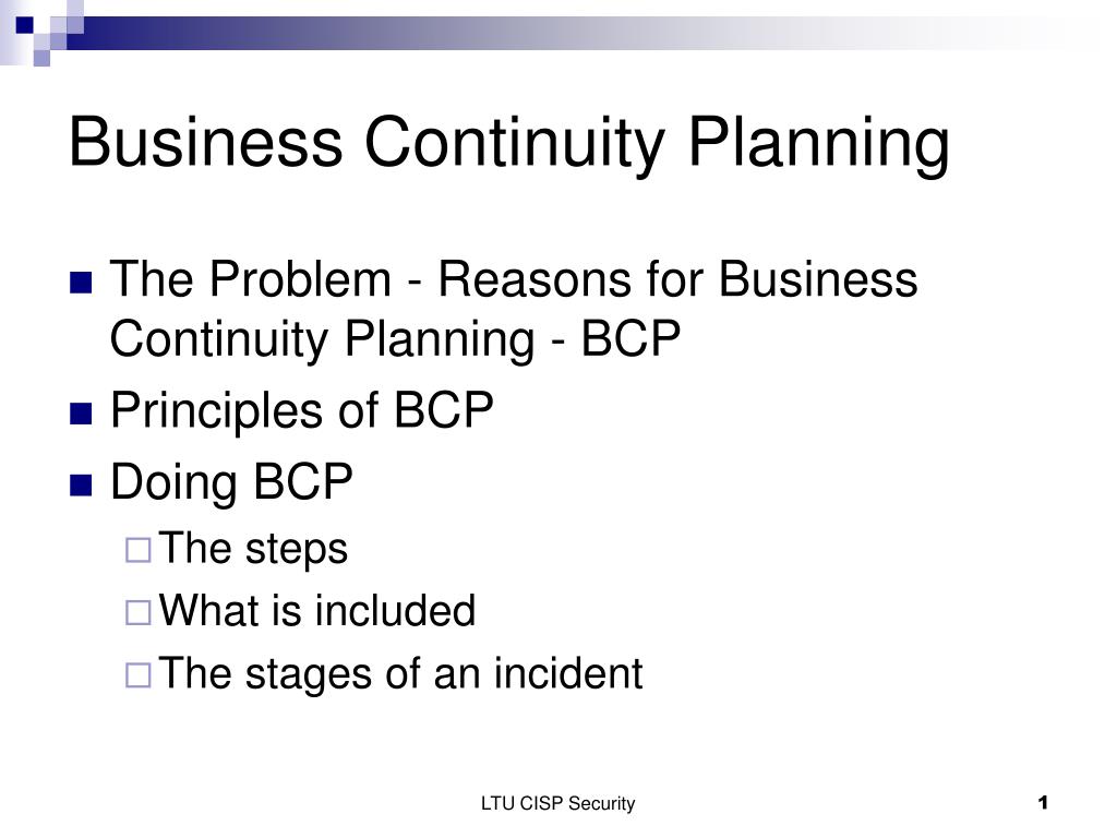 PPT - Business Continuity Planning PowerPoint Presentation, free ...