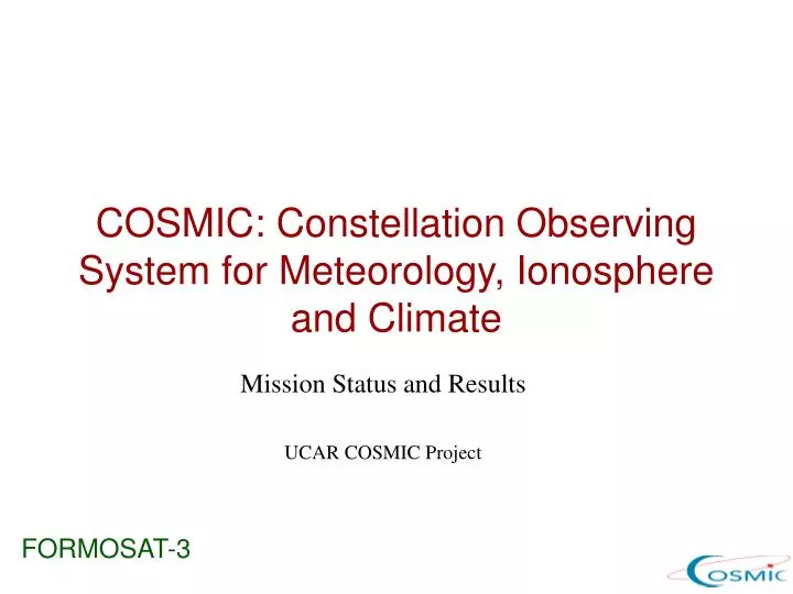 cosmic constellation observing system for meteorology ionosphere and climate