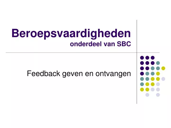 beroepsvaardigheden onderdeel van sbc