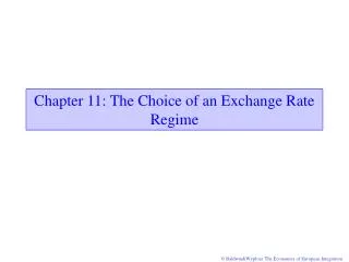 Chapter 11: The Choice of an Exchange Rate Regime