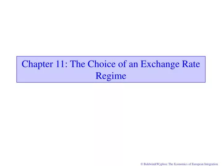chapter 11 the choice of an exchange rate regime
