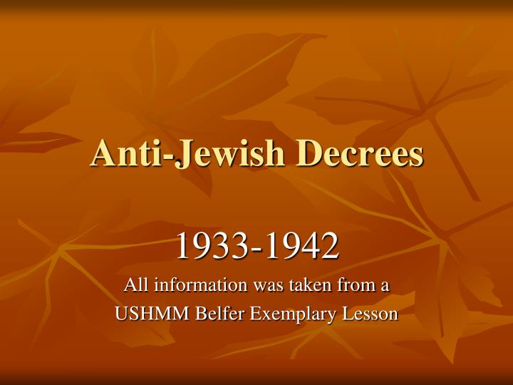 anti jewish decrees
