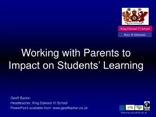 Working with Parents to Impact on Students’ Learning