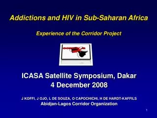 Addictions and HIV in Sub-Saharan Africa Experience of the Corridor Project