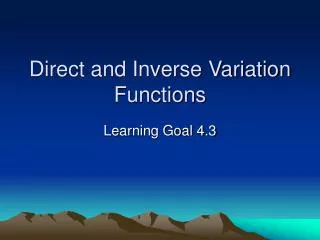 Direct and Inverse Variation Functions