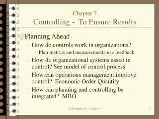 Chapter 7 Controlling - To Ensure Results