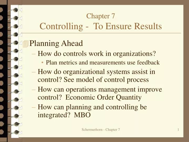 chapter 7 controlling to ensure results