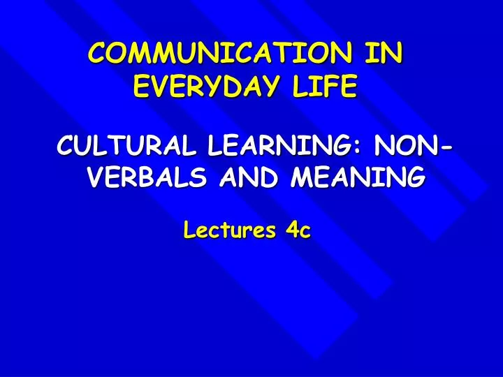 cultural learning non verbals and meaning