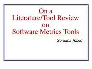 On a Literature/Tool Review on Software Metrics Tools