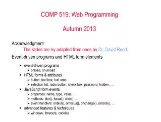 COMP 519: Web Programming Autumn 2013
