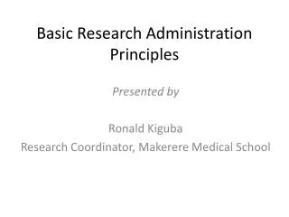 Basic Research Administration Principles