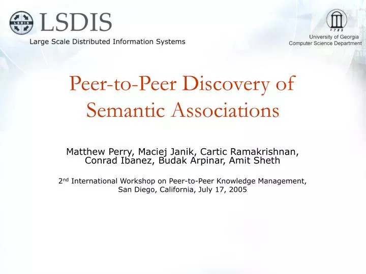 peer to peer discovery of semantic associations
