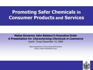 Promoting Safer Chemicals in Consumer Products and Services