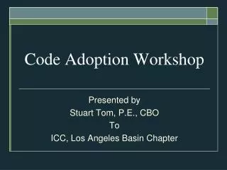 Code Adoption Workshop