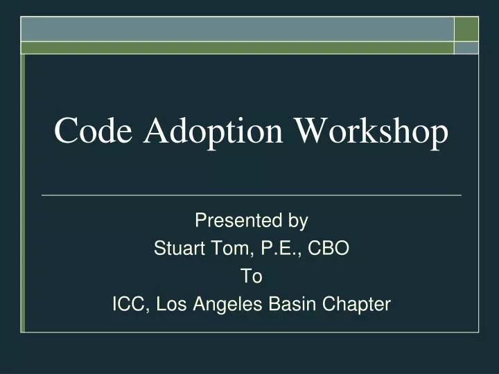 code adoption workshop