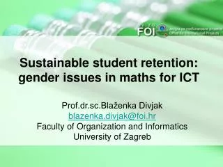 Sustainable student retention: gender issues in maths for ICT