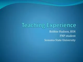 Teaching Experience