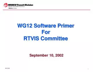 WG12 Software Primer For RTVIS Committee