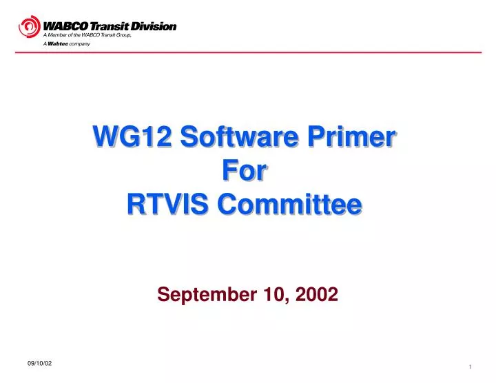 wg12 software primer for rtvis committee