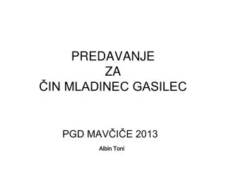 predavanje za in mladinec gasilec