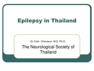 Epilepsy in Thailand