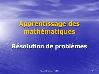 apprentissage des math matiques r solution de probl mes