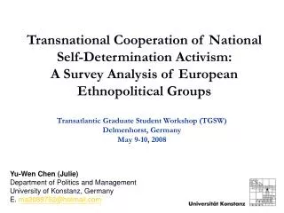 Transnational Cooperation of National Self-Determination Activism: A Survey Analysis of European Ethnopolitical Groups