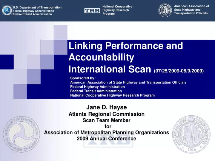 linking performance and accountability international scan 07 25 2009 08 9 2009