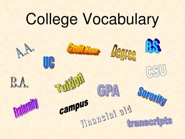 college vocabulary