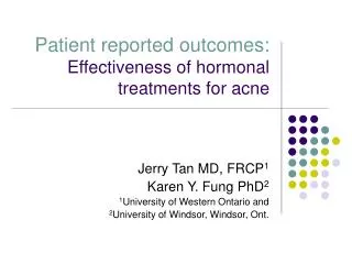 Patient reported outcomes: Effectiveness of hormonal treatments for acne