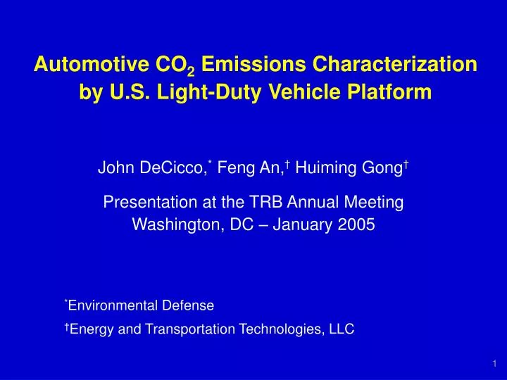 automotive co 2 emissions characterization by u s light duty vehicle platform