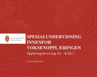 spesialundervisning innenfor voksenoppl ringen