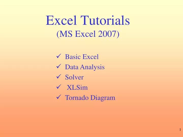 excel tutorials ms excel 2007