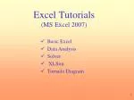 Mastering Excel 2007: Essential Tutorials for Data Analysis, Solver, and XLR Functions - slide 1
