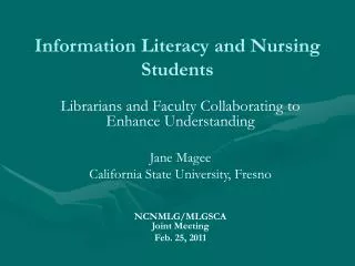 Information Literacy and Nursing Students