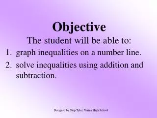 objective the student will be able to