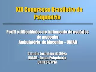xix congresso brasileiro de psiquiatria