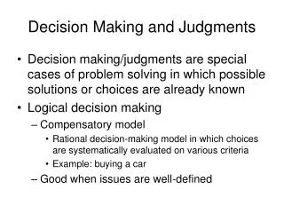 Decision Making and Judgments
