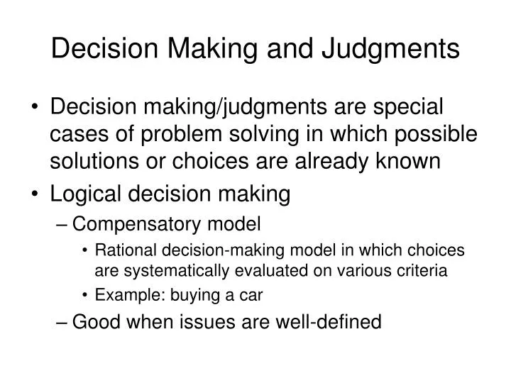decision making and judgments