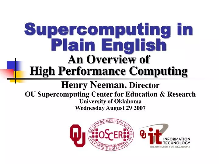supercomputing in plain english an overview of high performance computing